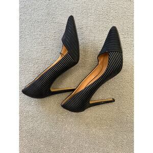 EXPRESS‎ Women's Size 8 Black Ribbed Pointed Toe D'Orsay Stiletto Heels
